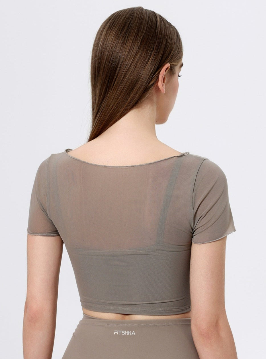 AIRMESH Two-in-One Padded Mesh Crop Top