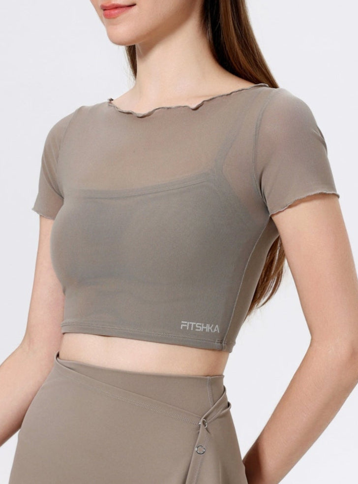 AIRMESH Two-in-One Padded Mesh Crop Top